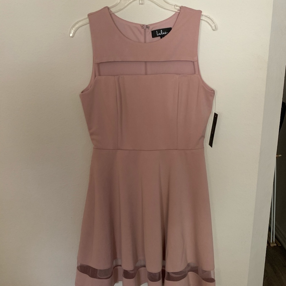 Lulu's Mauve Mesh Skater Dress - Picture 2 of 4